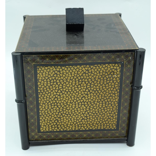 2538 - A vintage Italian  metal  ice bucket together with a Jamaican cigar container and two Spanish bottle... 