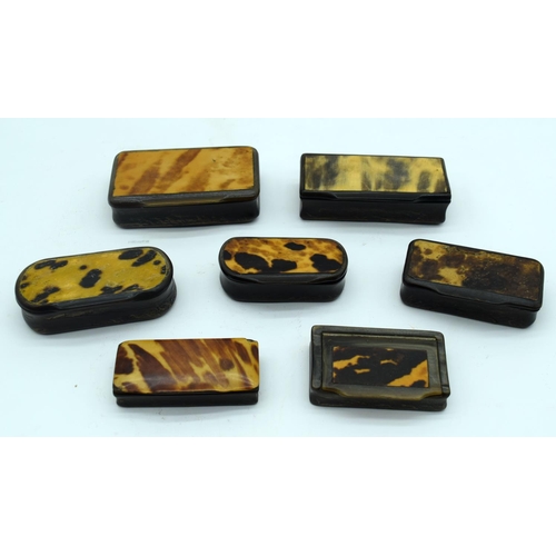2540 - A collection of Tortoise shell snuff boxes 9cm (7).