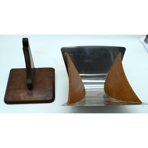 2542 - A stylish Swedish bowl together with a mahogany shelf. 26 x 12 cm (2)