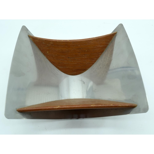 2542 - A stylish Swedish bowl together with a mahogany shelf. 26 x 12 cm (2)