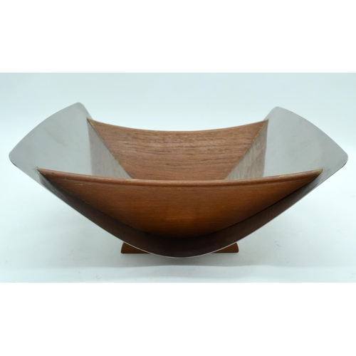 2542 - A stylish Swedish bowl together with a mahogany shelf. 26 x 12 cm (2)
