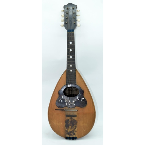 2548 - An antique Gennaro Maglioni mandolin with Mother of Pearl inlay 60cm .