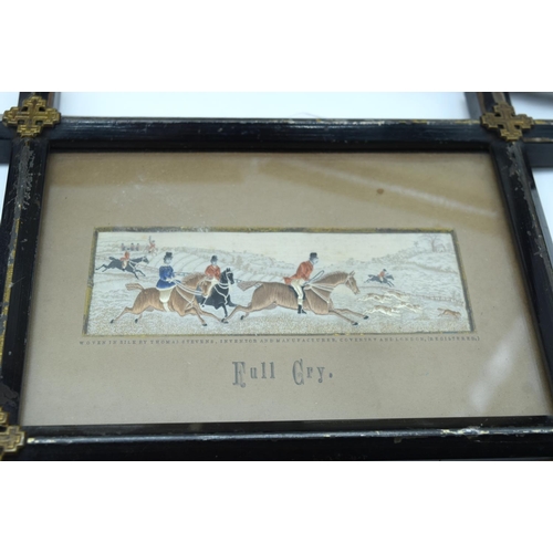 2557 - A collection of small Victorian Stevengraphs in  woven silk by Thomas Stevens various subjects, hunt... 
