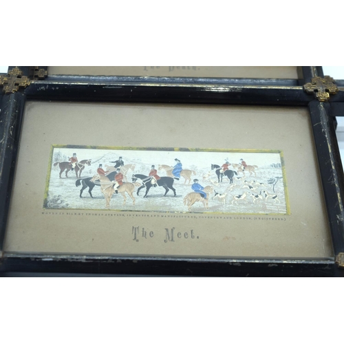 2557 - A collection of small Victorian Stevengraphs in  woven silk by Thomas Stevens various subjects, hunt... 