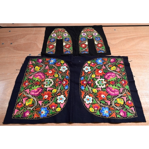 2563 - A metal thread and fabric embroider panel with a colourful display of flowers together with another ... 