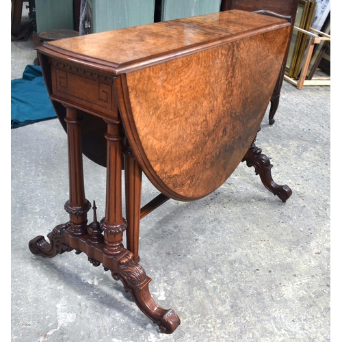 2568 - A FINE VICTORIAN WALNUT FOLDING GATELEG STYLE OCCASIONAL TABLE with acanthus capped feet. 117 cm x 9... 