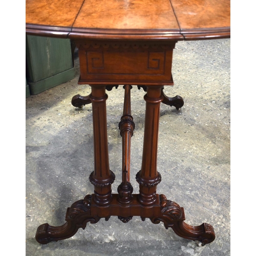 2568 - A FINE VICTORIAN WALNUT FOLDING GATELEG STYLE OCCASIONAL TABLE with acanthus capped feet. 117 cm x 9... 