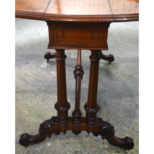 2568 - A FINE VICTORIAN WALNUT FOLDING GATELEG STYLE OCCASIONAL TABLE with acanthus capped feet. 117 cm x 9... 