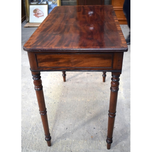 2574 - A GEORGE III SINGLE DRAWER WRITING TABLE. 76 cm x 45 cm.