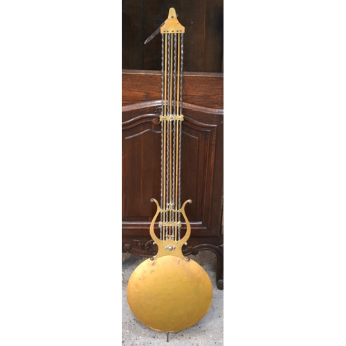 2575 - A 19TH CENTURY CONTINENTAL FRUITWOOD LONG CASE CLOCK by La Rosage, with gilded dial. 236 cm x 40 cm.