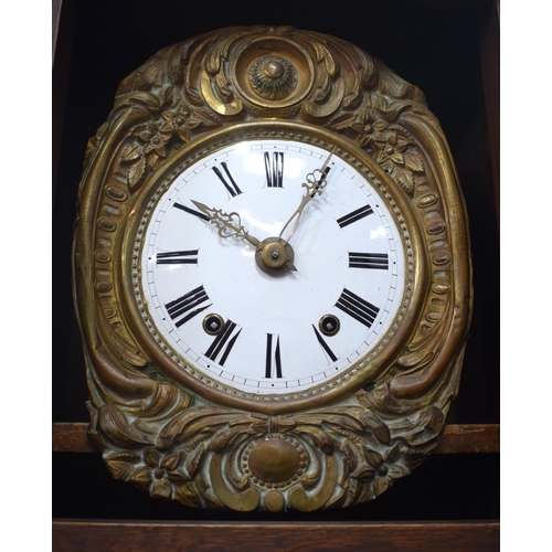 2575 - A 19TH CENTURY CONTINENTAL FRUITWOOD LONG CASE CLOCK by La Rosage, with gilded dial. 236 cm x 40 cm.
