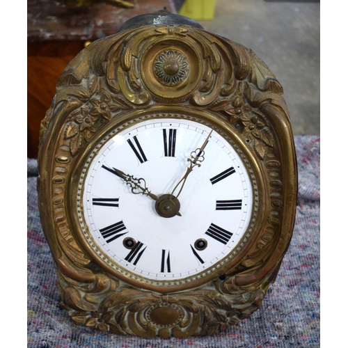 2575 - A 19TH CENTURY CONTINENTAL FRUITWOOD LONG CASE CLOCK by La Rosage, with gilded dial. 236 cm x 40 cm.