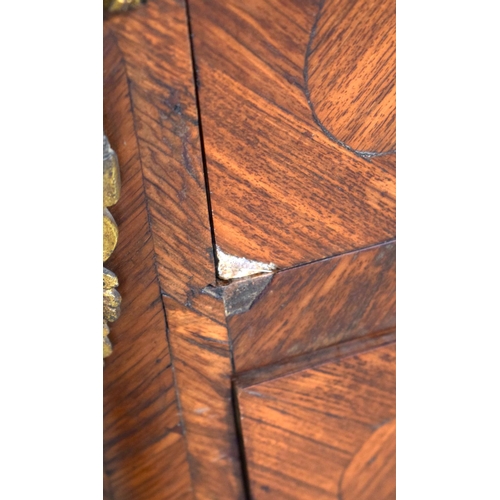 2587 - A LARGE 19TH CENTURY FRENCH KINGWOOD AND ORMOLU COMMODE with marble top and splayed feet. 102 cm x 8... 