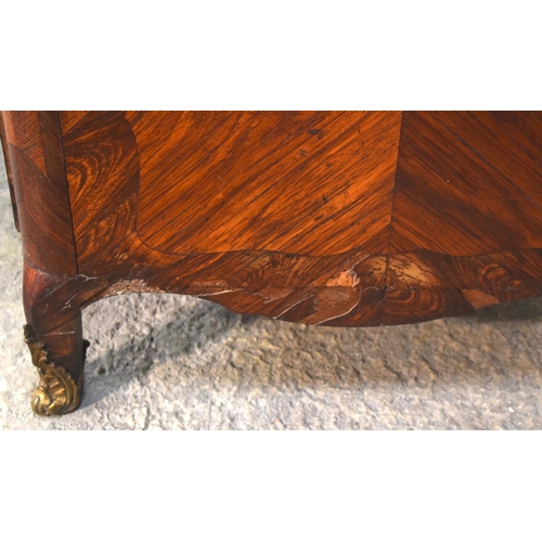 2587 - A LARGE 19TH CENTURY FRENCH KINGWOOD AND ORMOLU COMMODE with marble top and splayed feet. 102 cm x 8... 