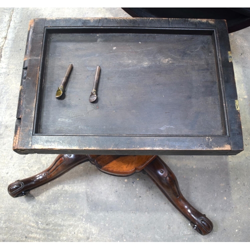 2588 - A LARGE VICTORIAN ROSEWOOD BREAKFAST TABLE upon a scrolling acanthus capped base. 148 cm x 73 cm.