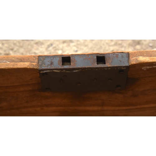 2592 - A 19TH CENTURY CARVED WOOD CAMPAIGN BOX. 68 cm x 29 cm.