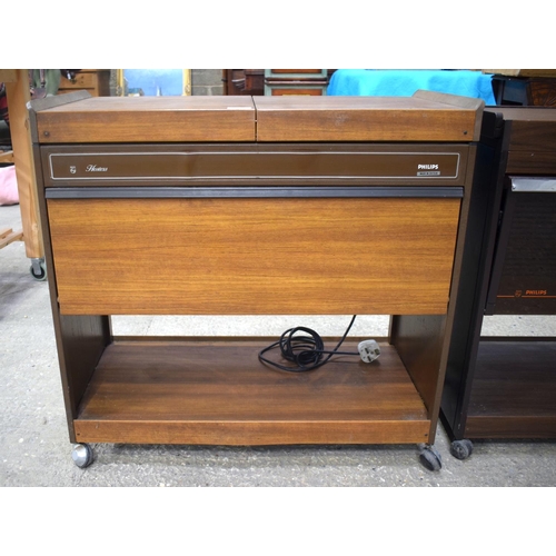 2598 - A RETRO PHILLIPS WARMING CABINET together with another. 70 cm x 70 cm. (2)
