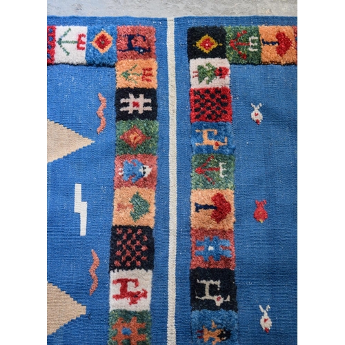 2603 - A RARE MID CENTURY PERSIAN SOUF GABBEH RUG flat woven with a raised pile border with motifs. 290 cm ... 