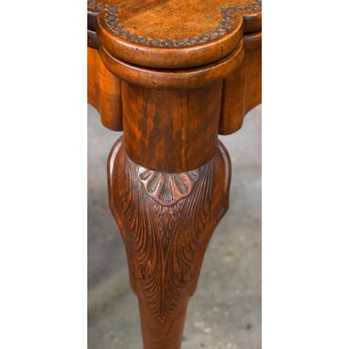 2609 - A RARE EARLY 19TH CENTURY ANGLO INDIAN COLONIAL CARD TABLE with folding top upon acanthus capped fin... 