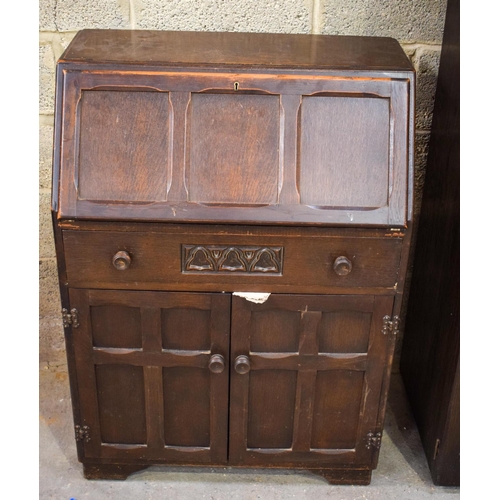 2613 - A MID CENTURY ERCOL TYPE WARDROBE together with a similar bureau. Largest 177 cm x 91 cm. (2)