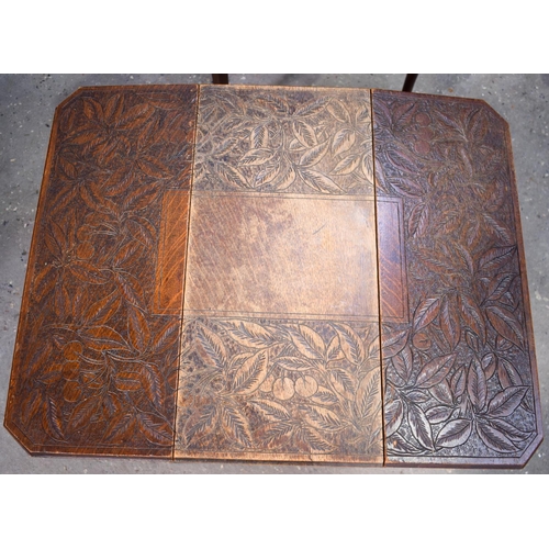 2614 - AN ARTS AND CRAFTS FOLDING TABLE together with a card table & stool. (3)