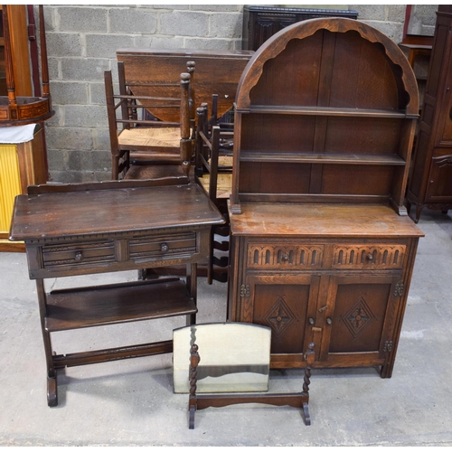 2617 - AN ERCOL CANTEEN together with a similar cupboard & a dressing table mirror. (3)