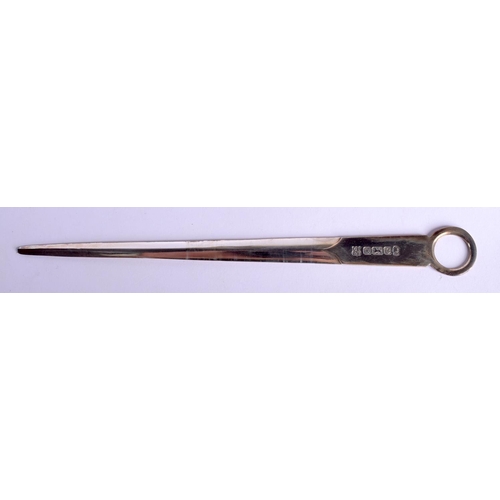 604 - A DAVID LINLEY SILVER PEBBLE PAPERWEIGHT together with a silver letter opener. (2)