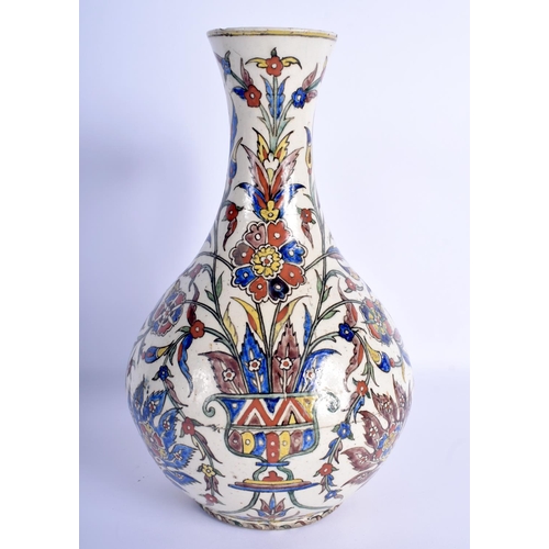 10 - A 19TH CENTURY CONTINENTAL IZNIK FAIENCE GLAZED ENAMELLED JUG possibly Kutahya (Ottoman) painted wit... 