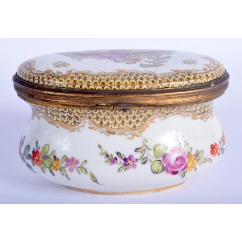 12 - A 19TH CENTURY GERMAN HOSCHT PORCELAIN ENAMELLED BOX painted with figures within landscapes. 10 cm x... 