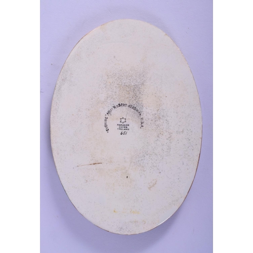 122 - Early 20th c. Paragon porcelain plaque painted with Evening signed F. Micklewright no. 651.  16cm ... 