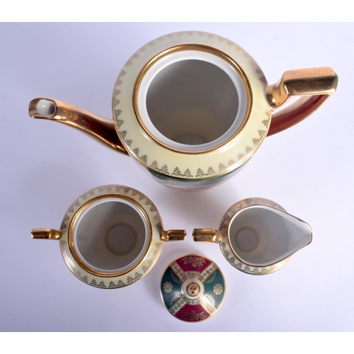 13 - A VINTAGE J K CARLSBAD BAVARIA PORCELAIN VIENNA STYLE TEASET decorated with Napoleonic scenes. Large... 