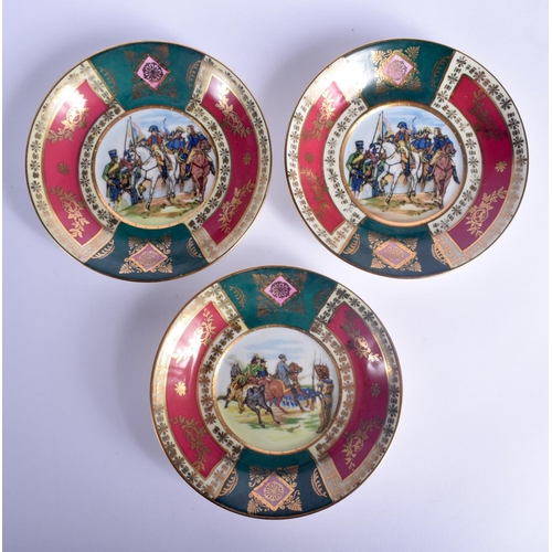 13 - A VINTAGE J K CARLSBAD BAVARIA PORCELAIN VIENNA STYLE TEASET decorated with Napoleonic scenes. Large... 