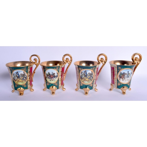 13 - A VINTAGE J K CARLSBAD BAVARIA PORCELAIN VIENNA STYLE TEASET decorated with Napoleonic scenes. Large... 