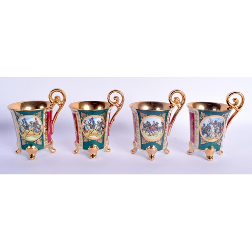 13 - A VINTAGE J K CARLSBAD BAVARIA PORCELAIN VIENNA STYLE TEASET decorated with Napoleonic scenes. Large... 