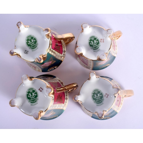 13 - A VINTAGE J K CARLSBAD BAVARIA PORCELAIN VIENNA STYLE TEASET decorated with Napoleonic scenes. Large... 