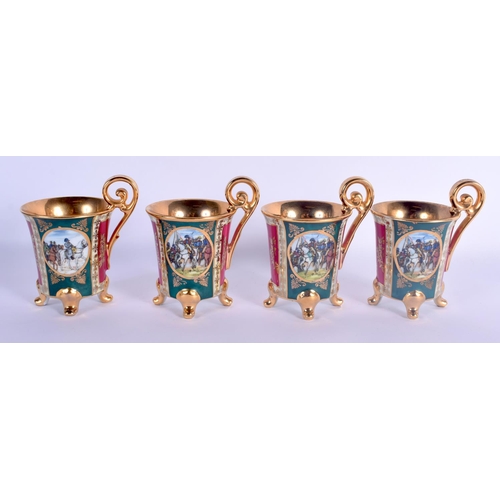 13 - A VINTAGE J K CARLSBAD BAVARIA PORCELAIN VIENNA STYLE TEASET decorated with Napoleonic scenes. Large... 