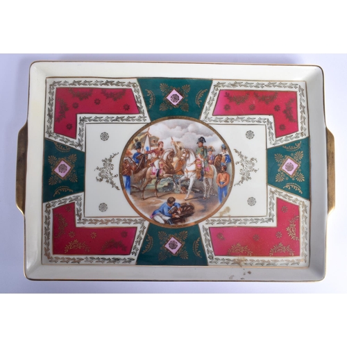 13 - A VINTAGE J K CARLSBAD BAVARIA PORCELAIN VIENNA STYLE TEASET decorated with Napoleonic scenes. Large... 