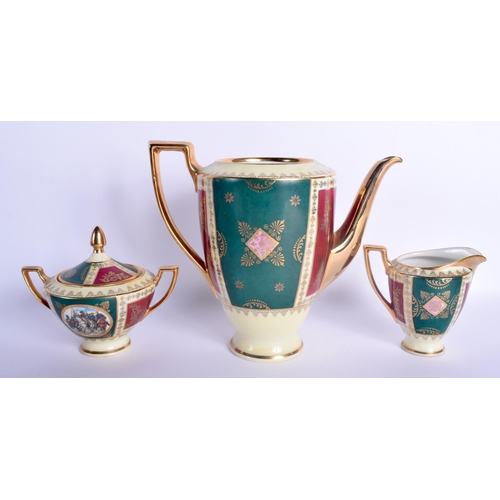 13 - A VINTAGE J K CARLSBAD BAVARIA PORCELAIN VIENNA STYLE TEASET decorated with Napoleonic scenes. Large... 