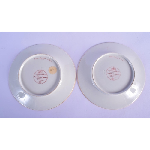 130 - Flight Barr and Barr plate painted with Tintern Abbey, Monmouthshire, titled, under a pink border an... 