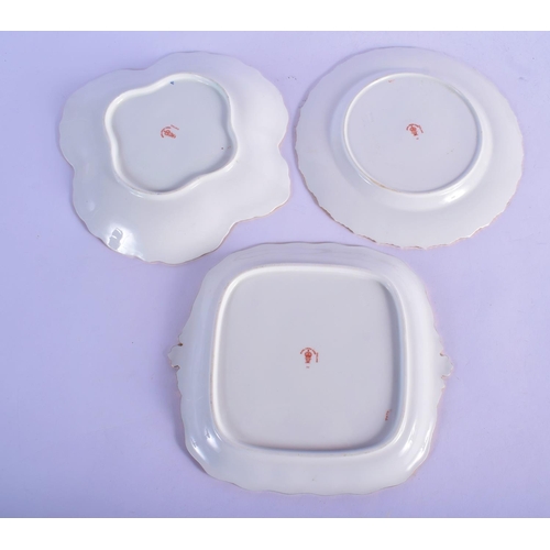 141 - Royal Crown Derby blue ground dish painted with flowers date code 1901, a Royal Crown Derby loded ha... 