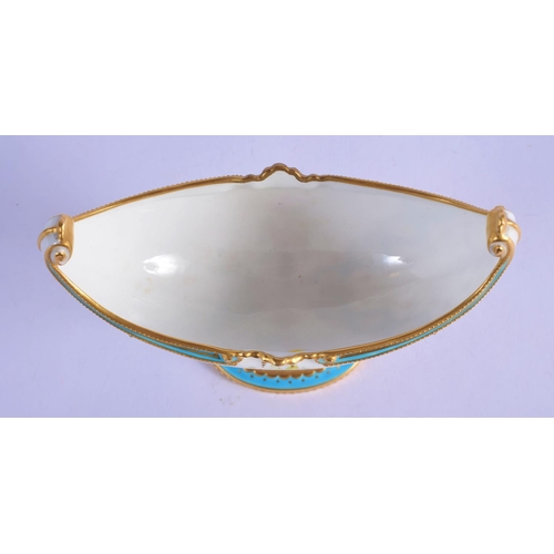 143 - Royal Crown Derby two handled baluster  pedestal vase painted with roses and other flowers with turq... 