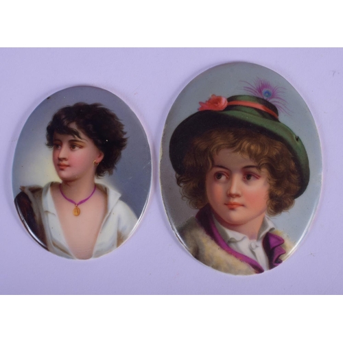 150 - 19th c. fine quality Continental plaque of an Italian girl and a larger plaque of a Italian Boy, bot... 