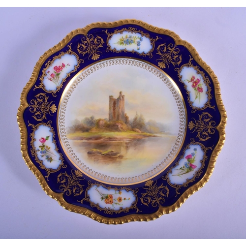 152 - Royal Worcester fine plate painted with Ross Castle scene by John Stinton signed  date code 1915.  2... 