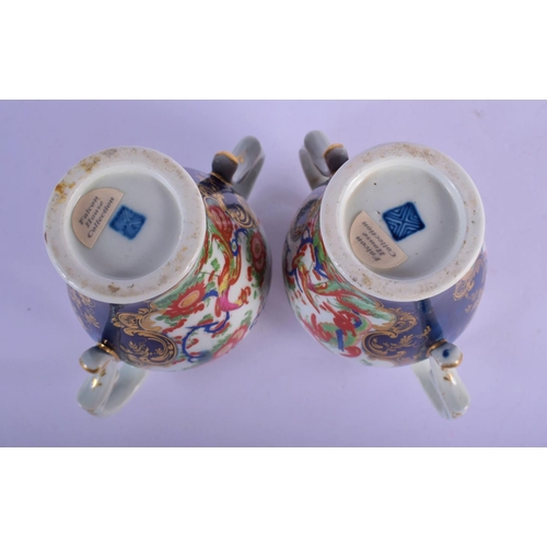157 - A Pair of Worcester two-handled vases c.1770, brightly decorated in the Rich Kakiemon style with pan... 