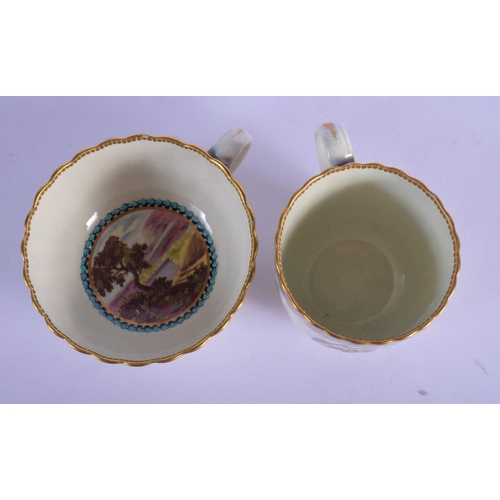 168 - Worcester trio c.1780, comprising a teacup, coffee cup and saucer, the fluted forms decorated in the... 