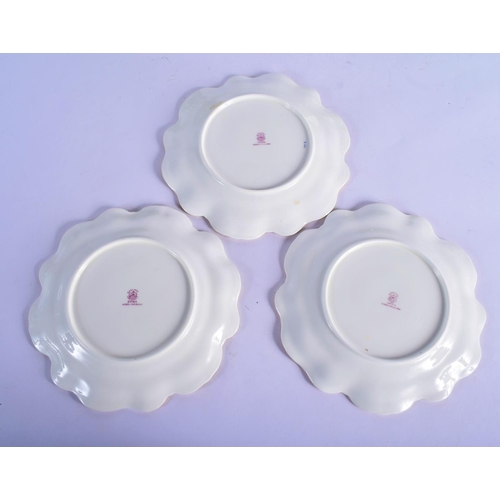 173 - A SET OF GEORGE JONES CRESCENT AND SONS PORCELAIN TEA WARES painted with fruiting panels. Largest 25... 