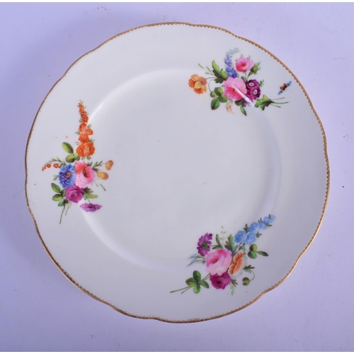 174 - Nantgarw plate c.1818-20, painted with small arrangements of colourful British flowers reserved on a... 