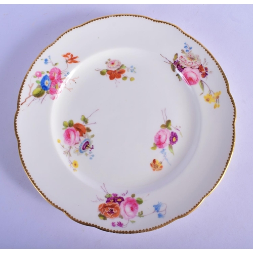 176 - Nantgarw plate c.1818-20, painted with small arrangements of colourful British flowers reserved on a... 