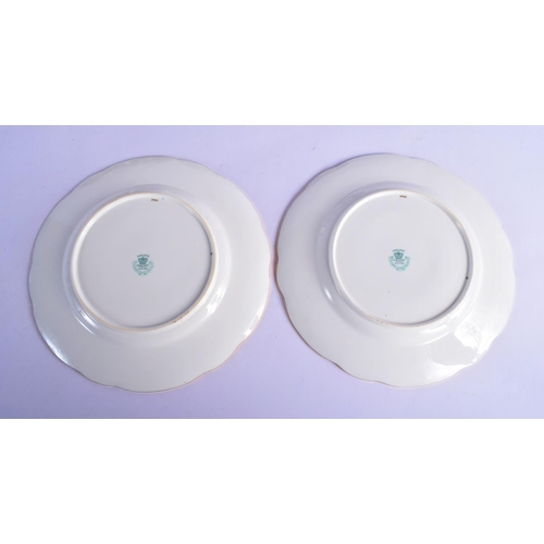 179 - Late 19th / Early 20th c. Coalport set of six plates and a square dish painted with birds in gilt ca... 