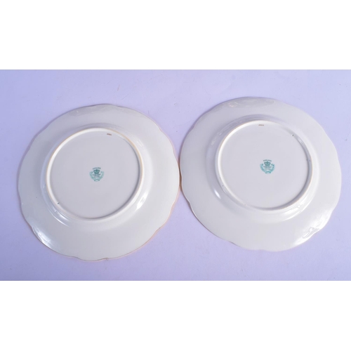 179 - Late 19th / Early 20th c. Coalport set of six plates and a square dish painted with birds in gilt ca... 